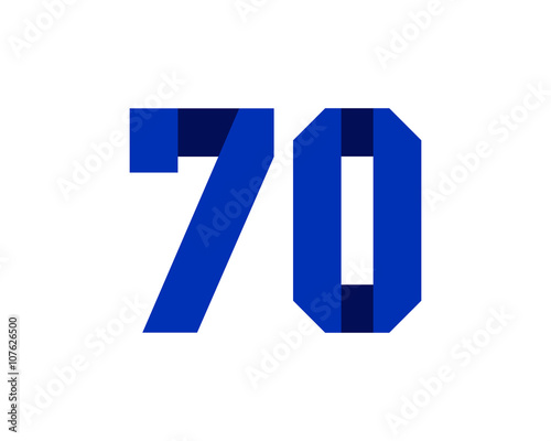 70 blue ribbon number logo