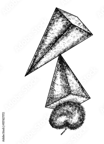 Pyramid on a white background. Abstract vector design in cubism style, can use for posters cards, stickers, illustrations as decorative element.