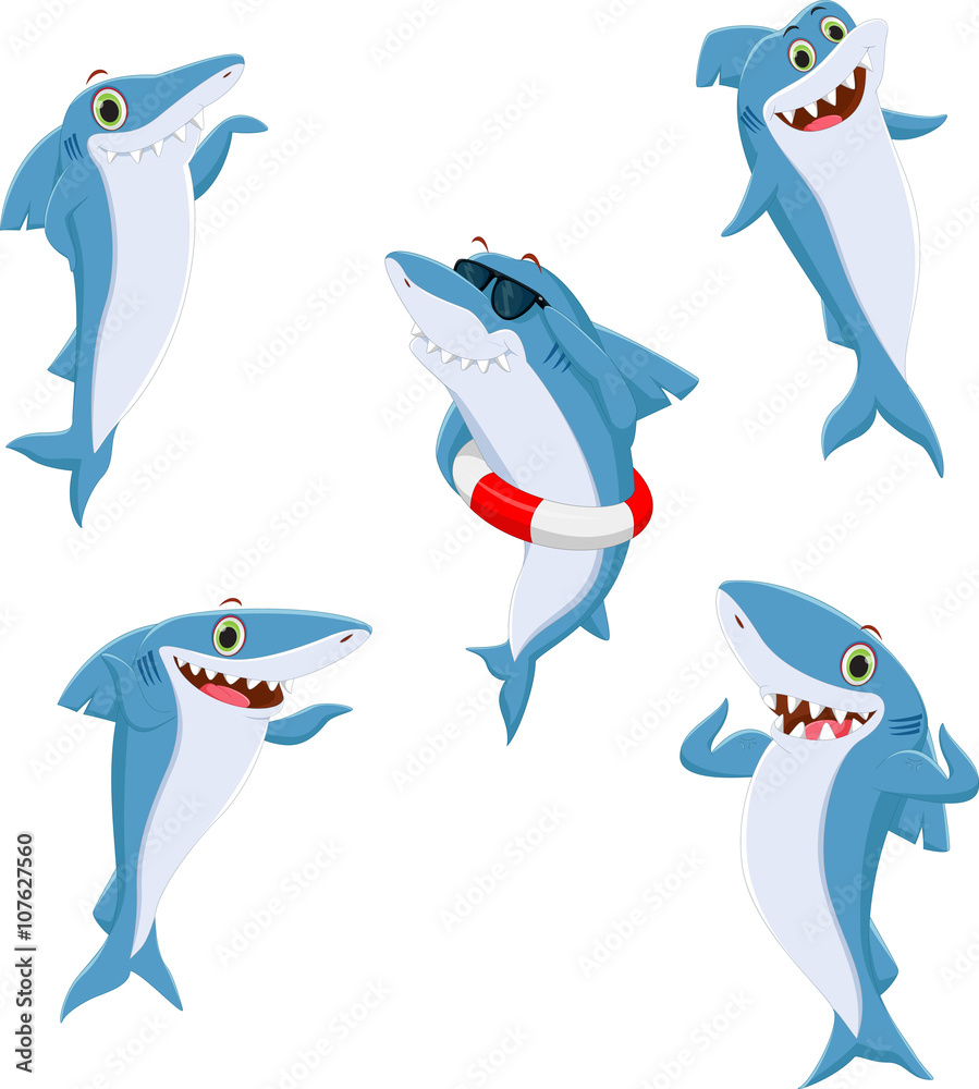 Naklejka premium ciute shark cartoon collection 