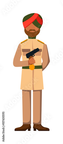 Indian troop armed forces man with weapon illustation. 
