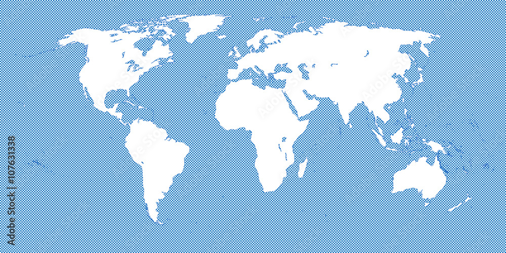Obraz premium World Map Checkered Blue 3 Small Squares