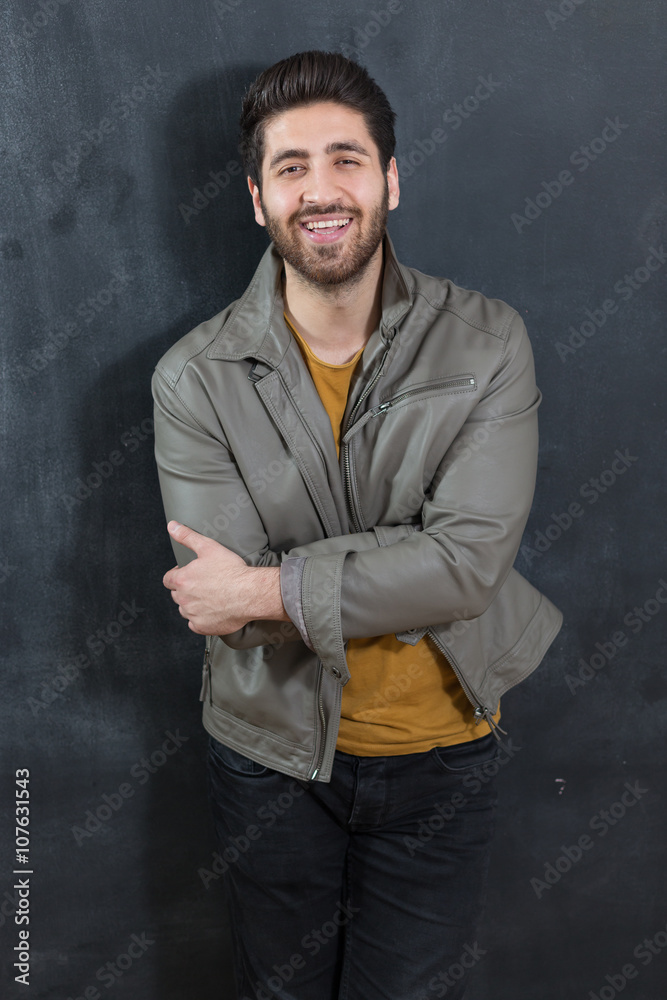 Portrait of a bearded man on chalkboard background Portrait of a bearded man on chalkboard background
