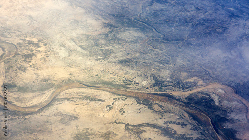 Aerial view of dried up river.