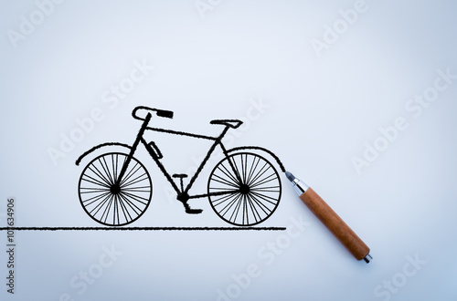 drawing of bicycle on white background
