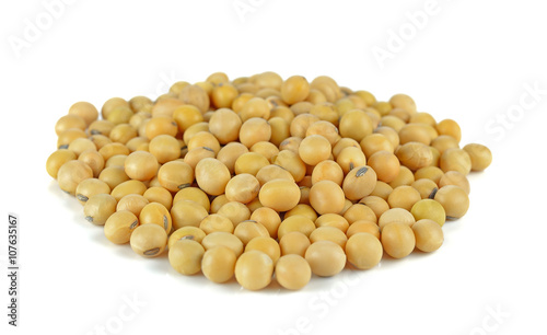 Soya beans on white background