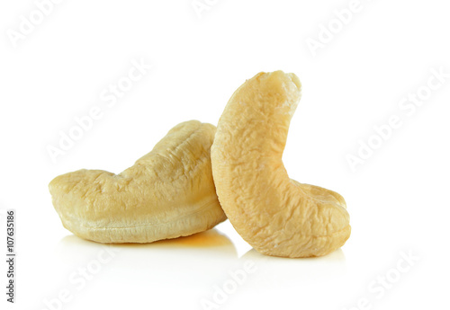 Two cashew on white background