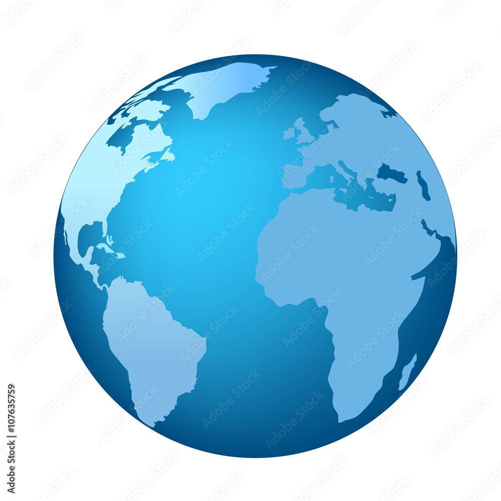 Blue globe with continents