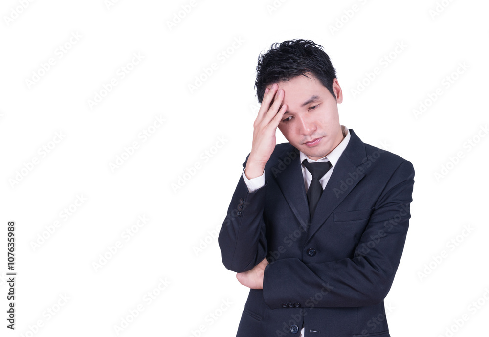 businessman having a headache isolate on white background businessman having a headache isolate on white background