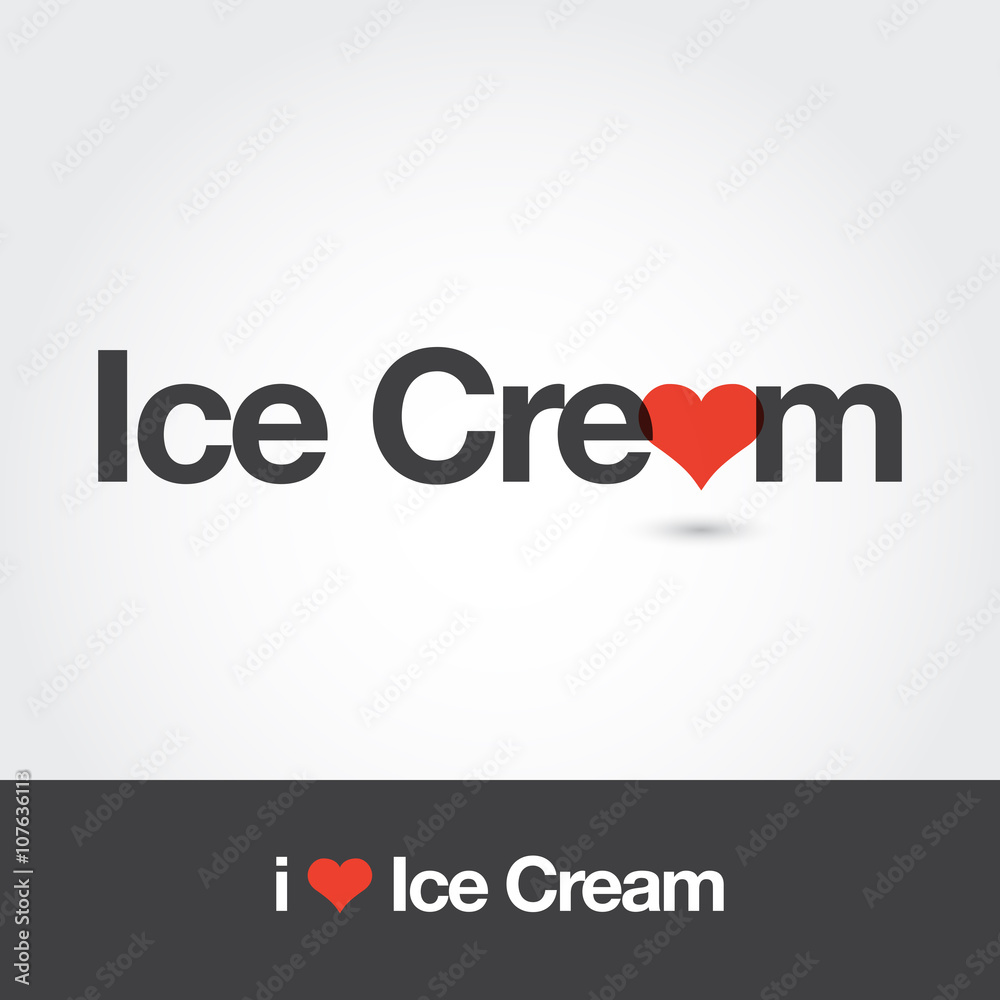 Logo ice cream with heart. Editable vector logo design. Stock Vector