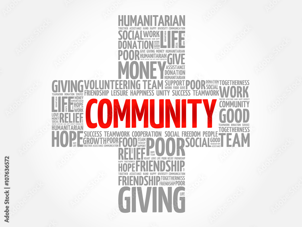 Fototapeta premium Community word cloud collage, cross concept