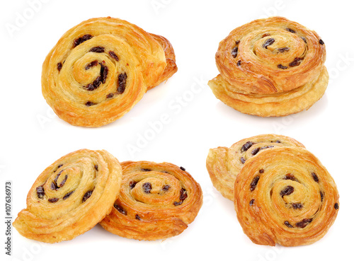 Danish raisin isolated on white photo