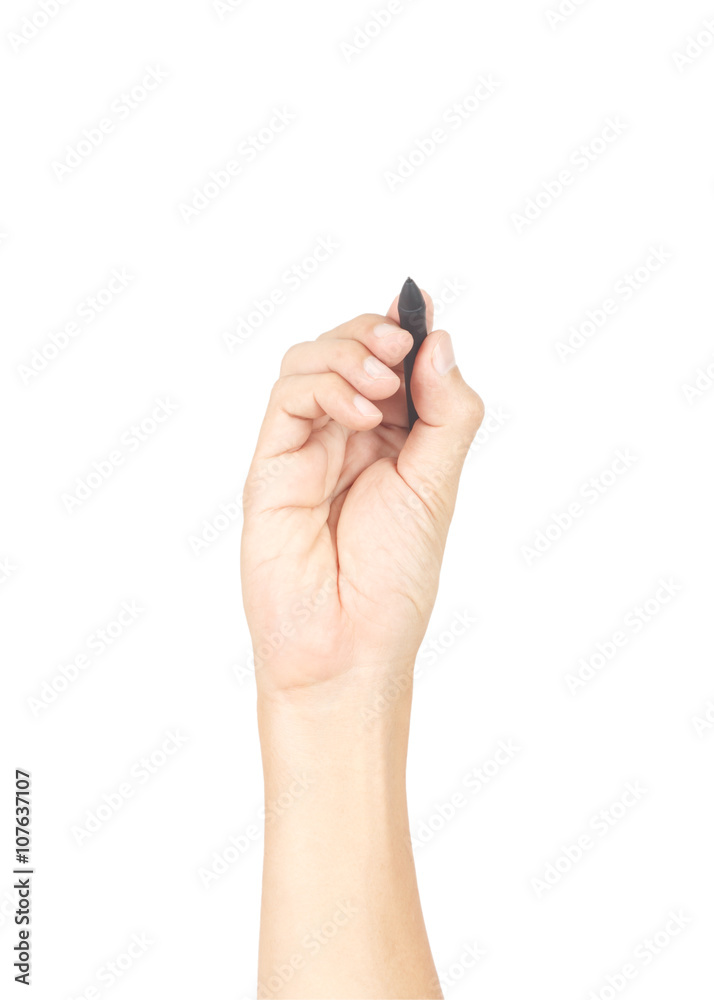 Man hand with pen isolated on white background, clipping path in Man hand with pen isolated on white background, clipping path in