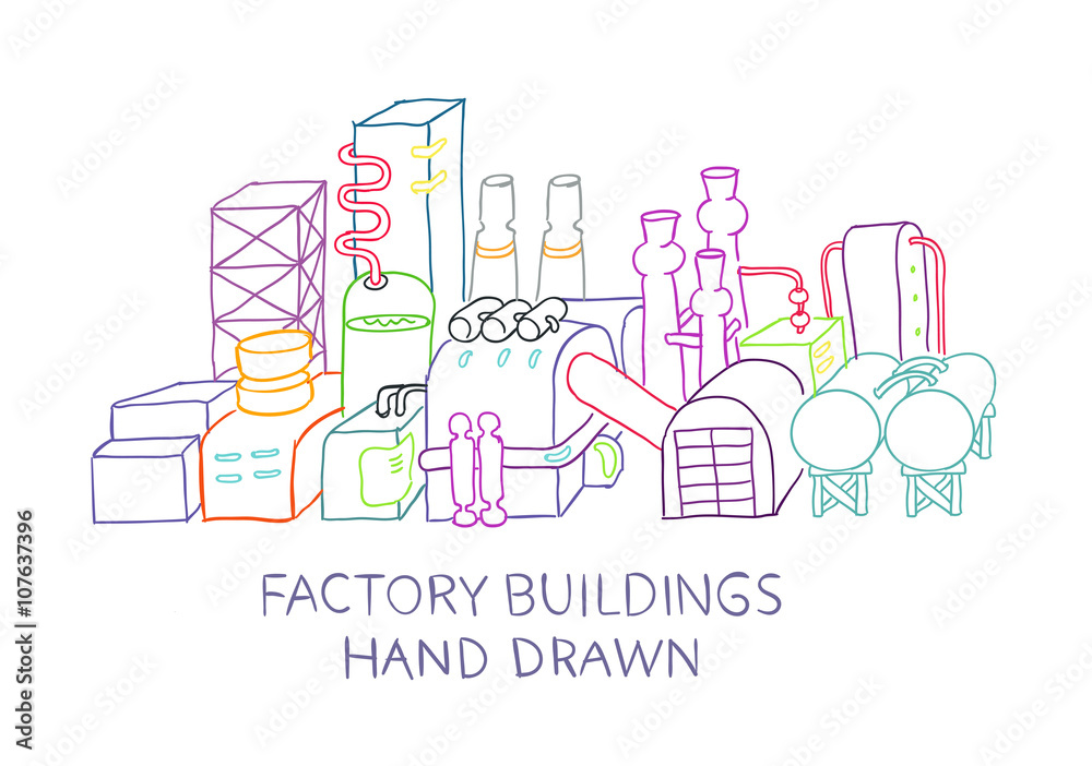Hand draw of factory buildings