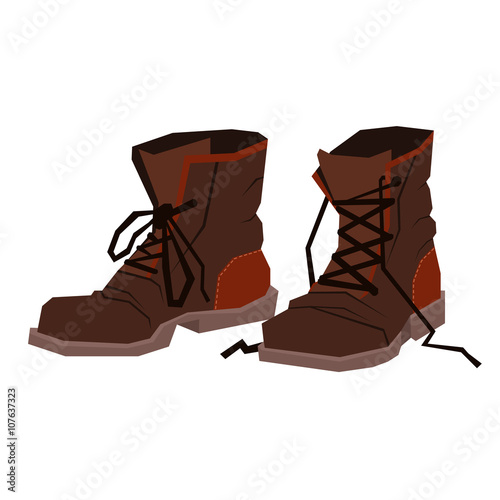 extreme shoes. vector image of sports tourist shoes.     extreme shoes. old reliable sturdy hiking boots. a pair of strong hiking boots.