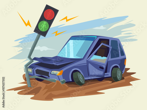 Car crash road accident. Vector flat illustration