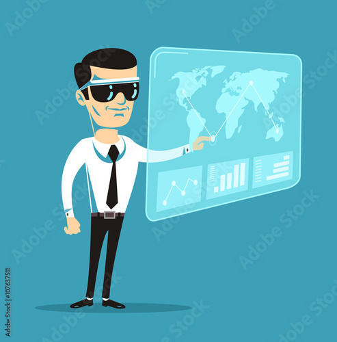 Virtual reality. Vector flat cartoon illustration