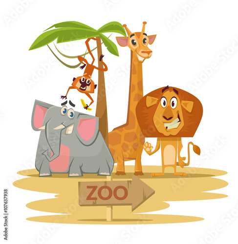 Zoo. Vector flat cartoon illustration