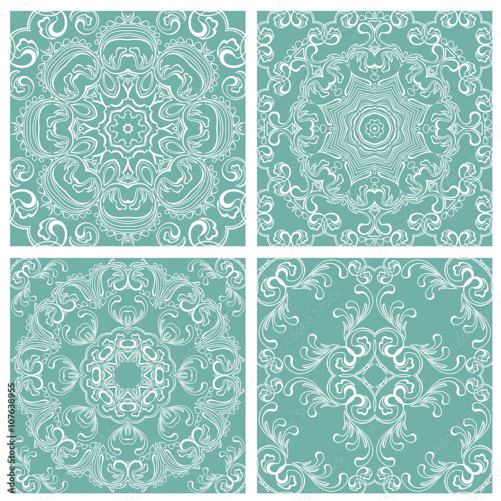 Set of squared backgrounds - ornamental seamless pattern. Design