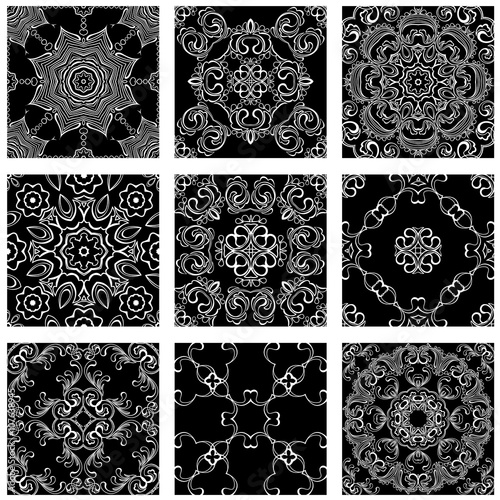 Set of squared backgrounds - ornamental seamless pattern. Design
