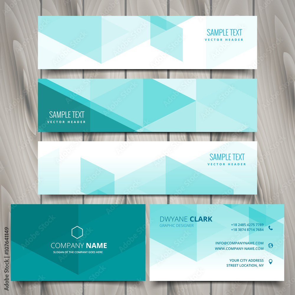 Fototapeta premium set of blue polygonal business stationery vectors