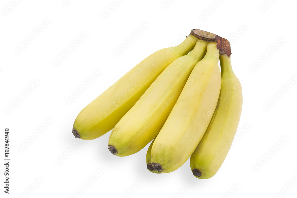 Kleine Bananen auf weißem Hintergrund Kleine Bananen auf weißem Hintergrund