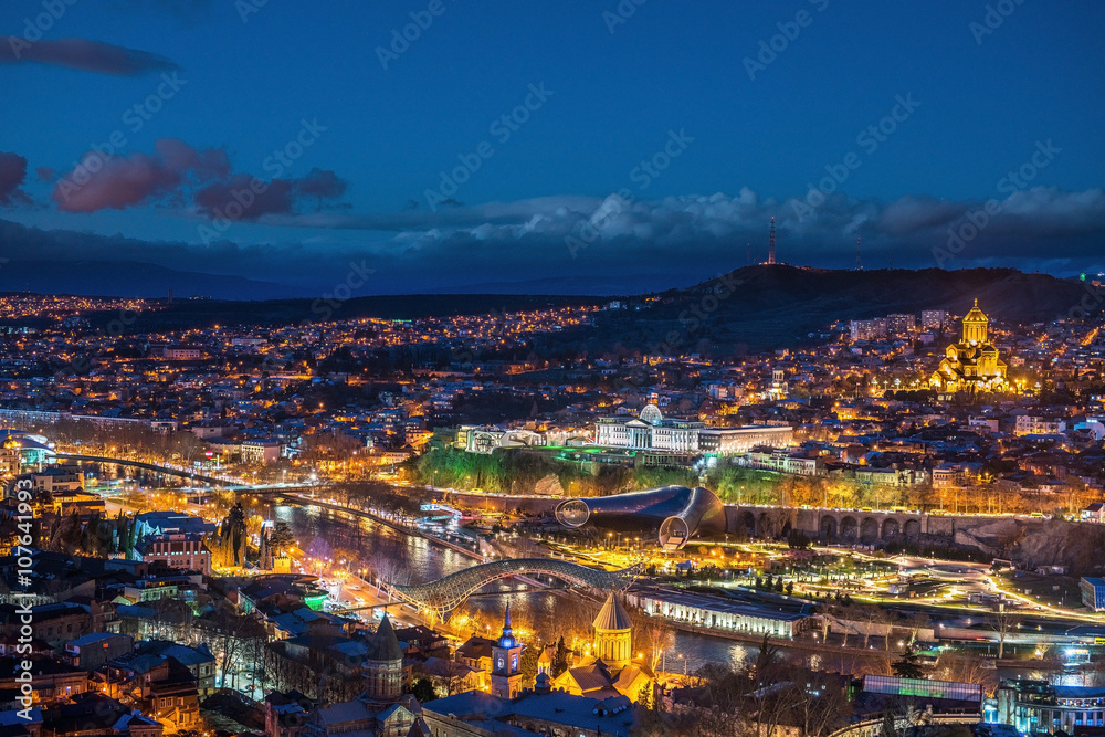 Night view of European metropolis - Tbilisi