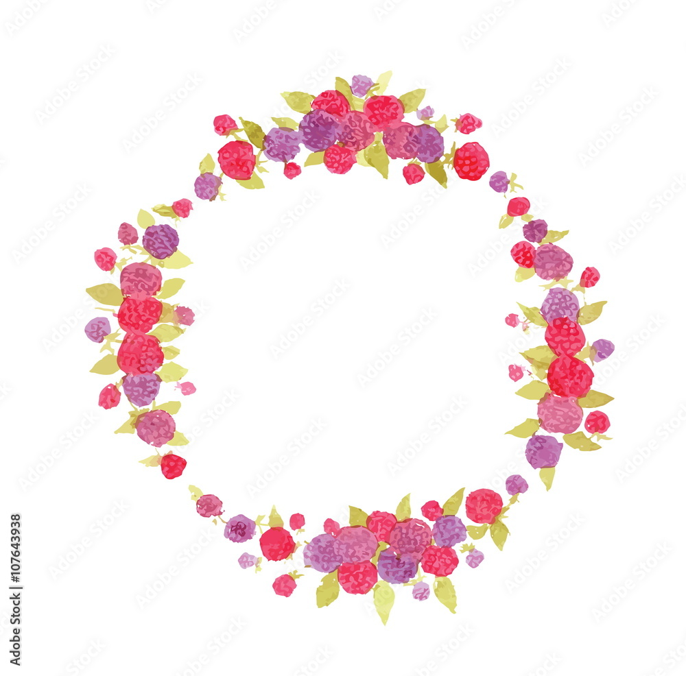 berry wreath. berries.Fresh berries. watercolor wreath.  Vector illustration