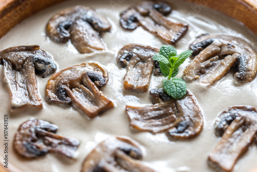 Bowl of creamy mushroom soup