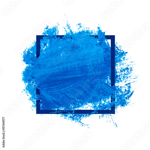 Blue Watercolor Blot In Square Frame