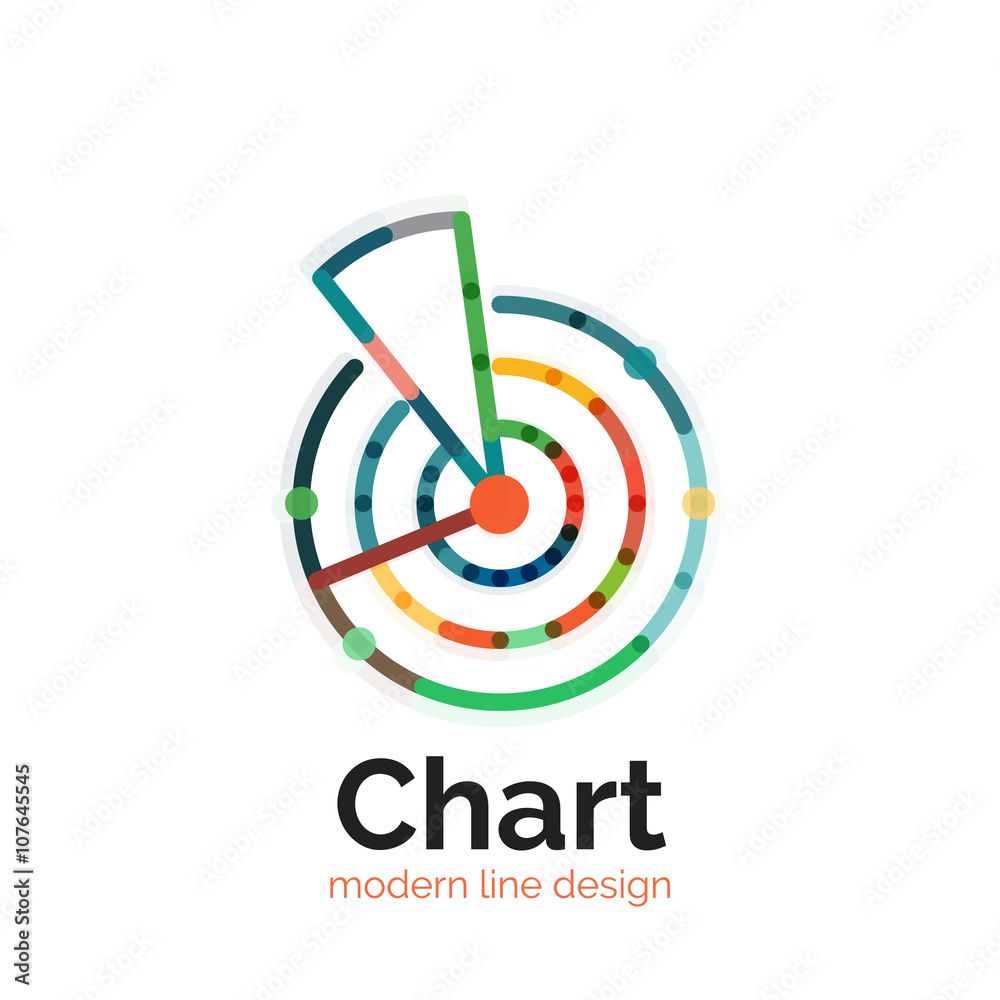 Thin line chart logo design. Graph icon modern colorful flat style Thin line chart logo design. Graph icon modern colorful flat style