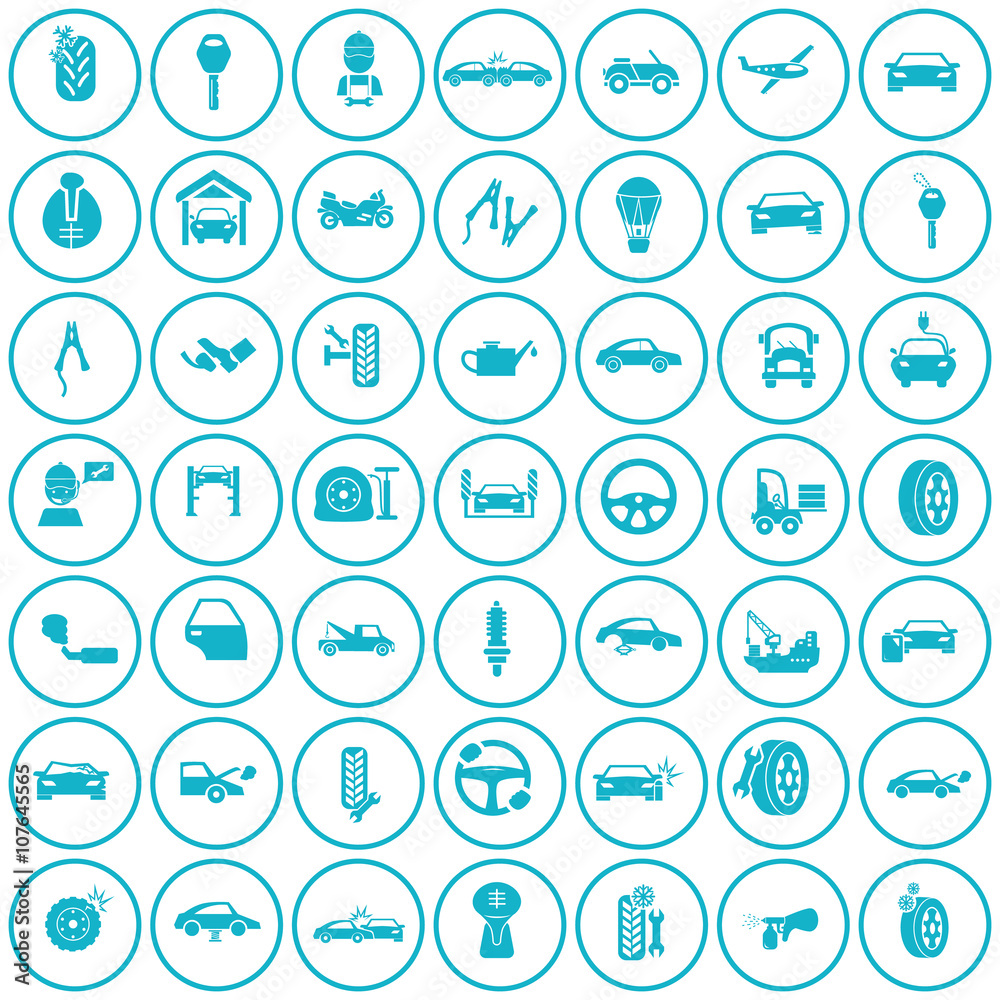 Set of forty nine transport and car service icons Set of forty nine transport and car service icons
