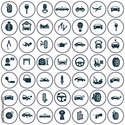 Set of forty nine transport and car service icons