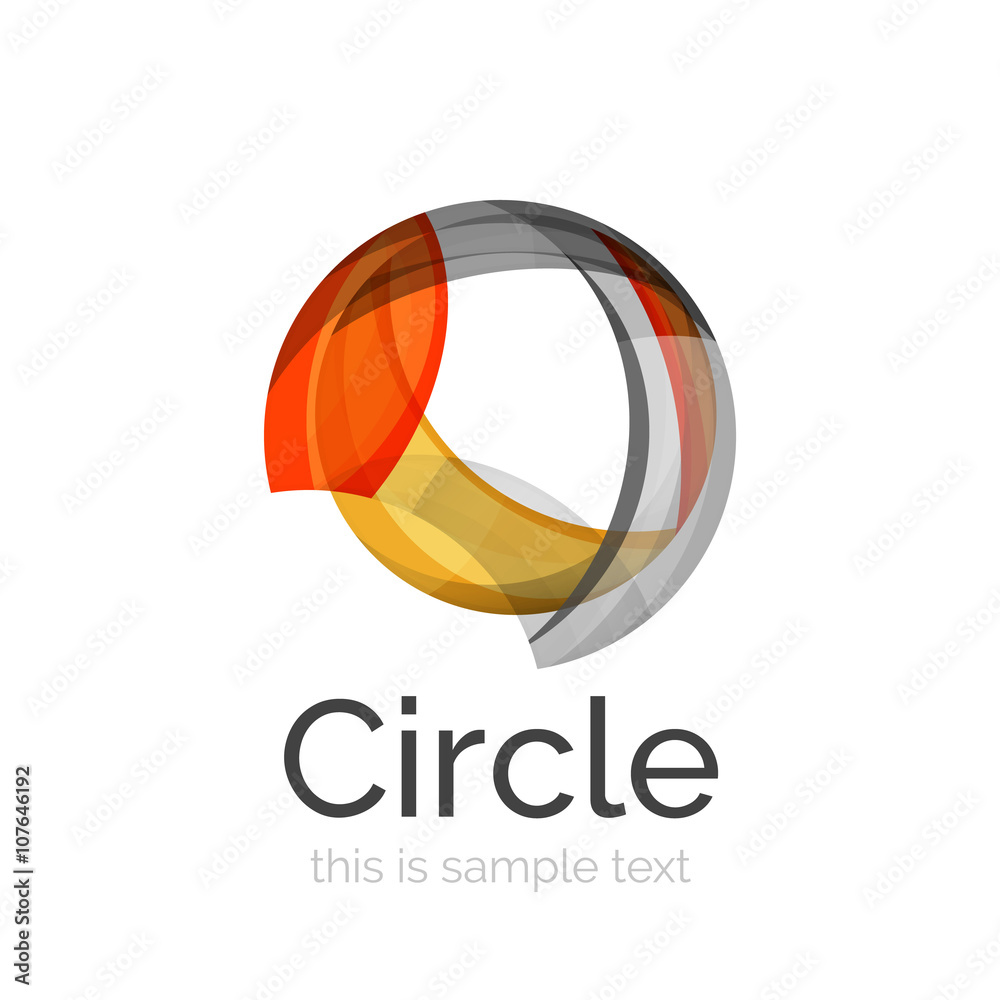 Circle logo. Transparent overlapping swirl shapes. Modern clean business icon Circle logo. Transparent overlapping swirl shapes. Modern clean business icon