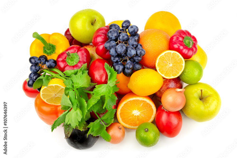 fruits and vegetables isolated on white background fruits and vegetables isolated on white background