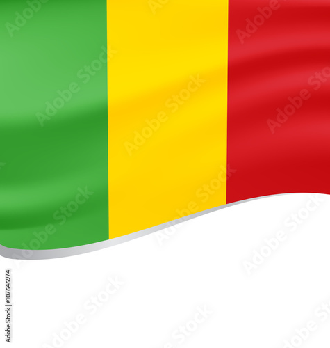 Waving flag of Mali isolated on white