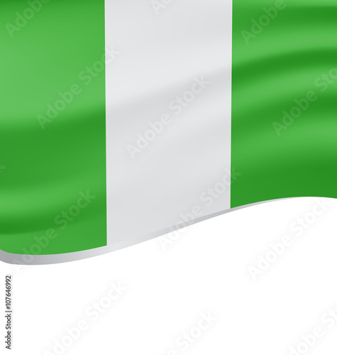 Waving flag of Nigeria isolated on white