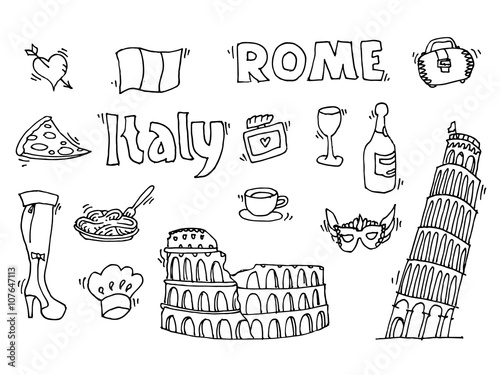 Italy doodle set