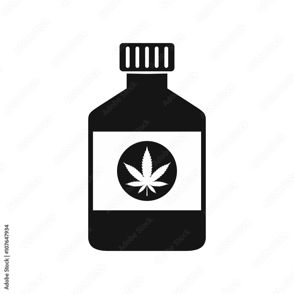 Bottle with medical marijuana icon Bottle with medical marijuana icon