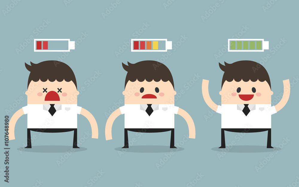 Businessman and life energy, flat design Businessman and life energy, flat design