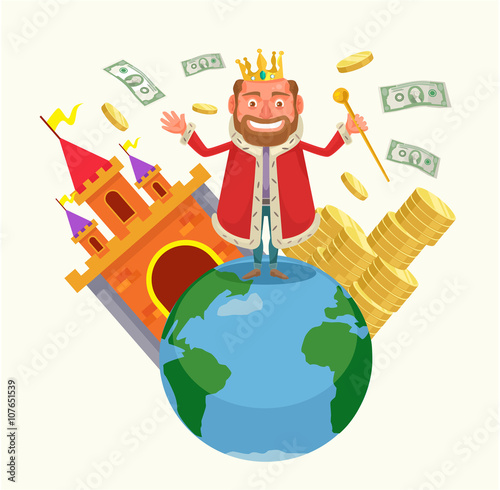 King of the world. Vector flat cartoon illustration