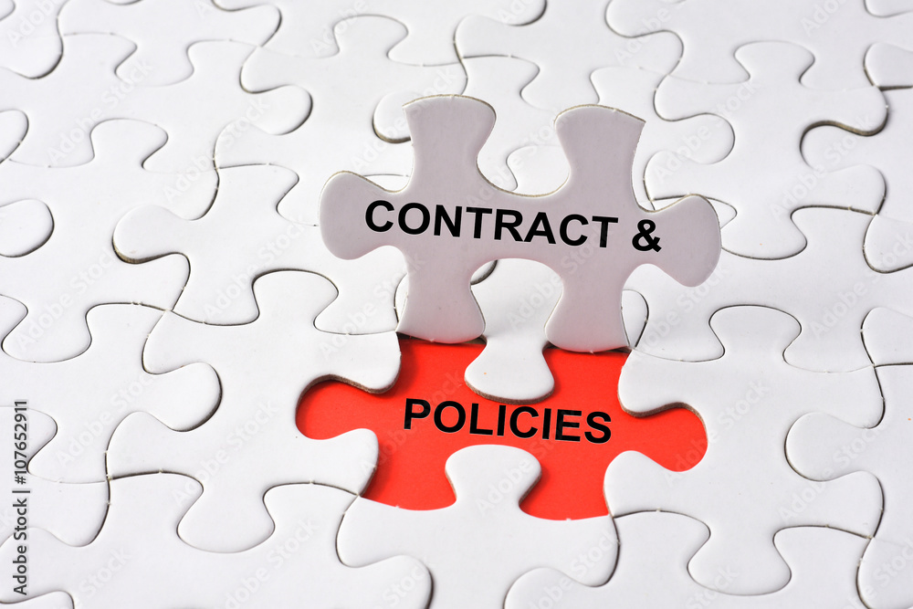 Fototapeta premium Contract Policies on missing puzzle