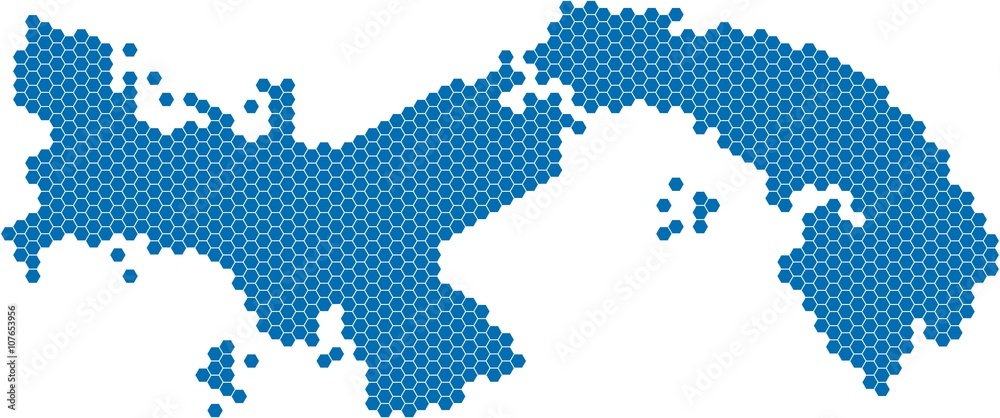 Fototapeta premium Blue hexagon shape Panama map on white background. Vector illustration.