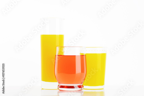 Glasses of fruit juice drinks