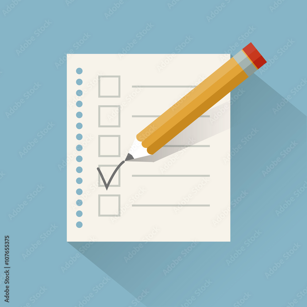 Vector illustration of check list with pencil. Vector illustration of check list with pencil.