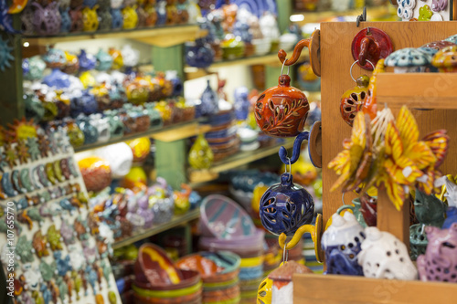 Handmade ceramic souvenirs for sale on Crete island  Greece