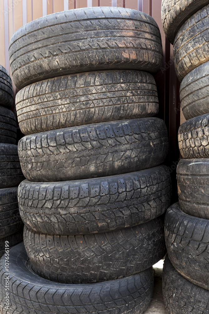 used car tires. close-up used car tires. close-up
