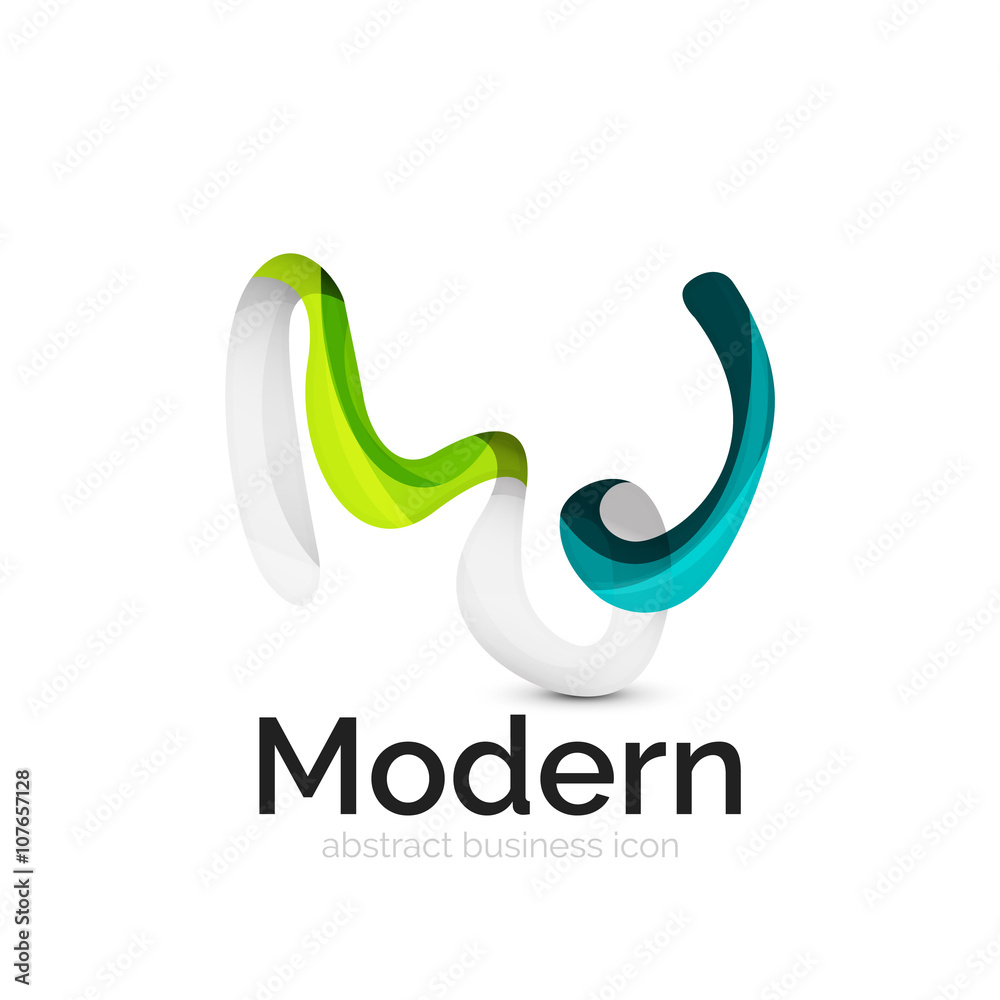 Fototapeta premium Wave ribbon logo, vector abstract shape