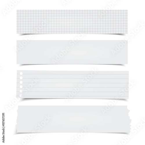Set of different vector horizontal note papers. 