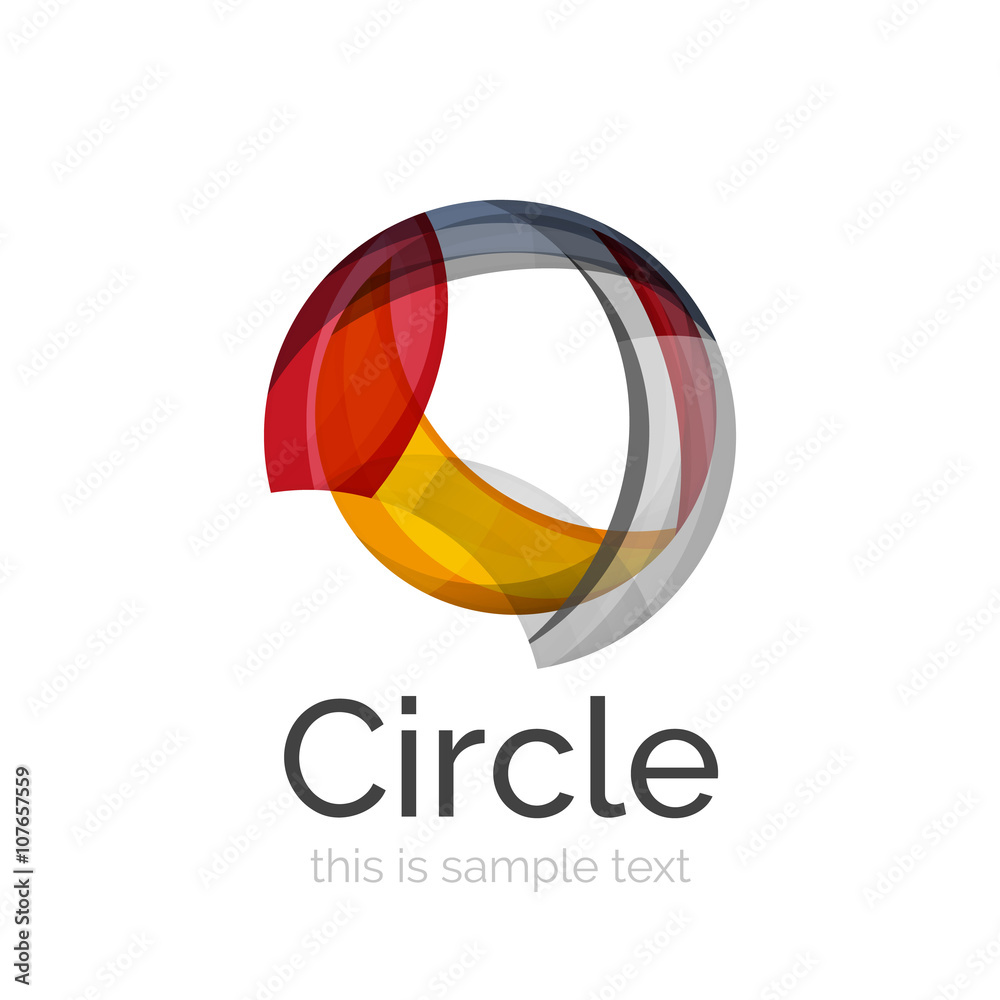 Circle logo. Transparent overlapping swirl shapes. Modern clean business icon Circle logo. Transparent overlapping swirl shapes. Modern clean business icon