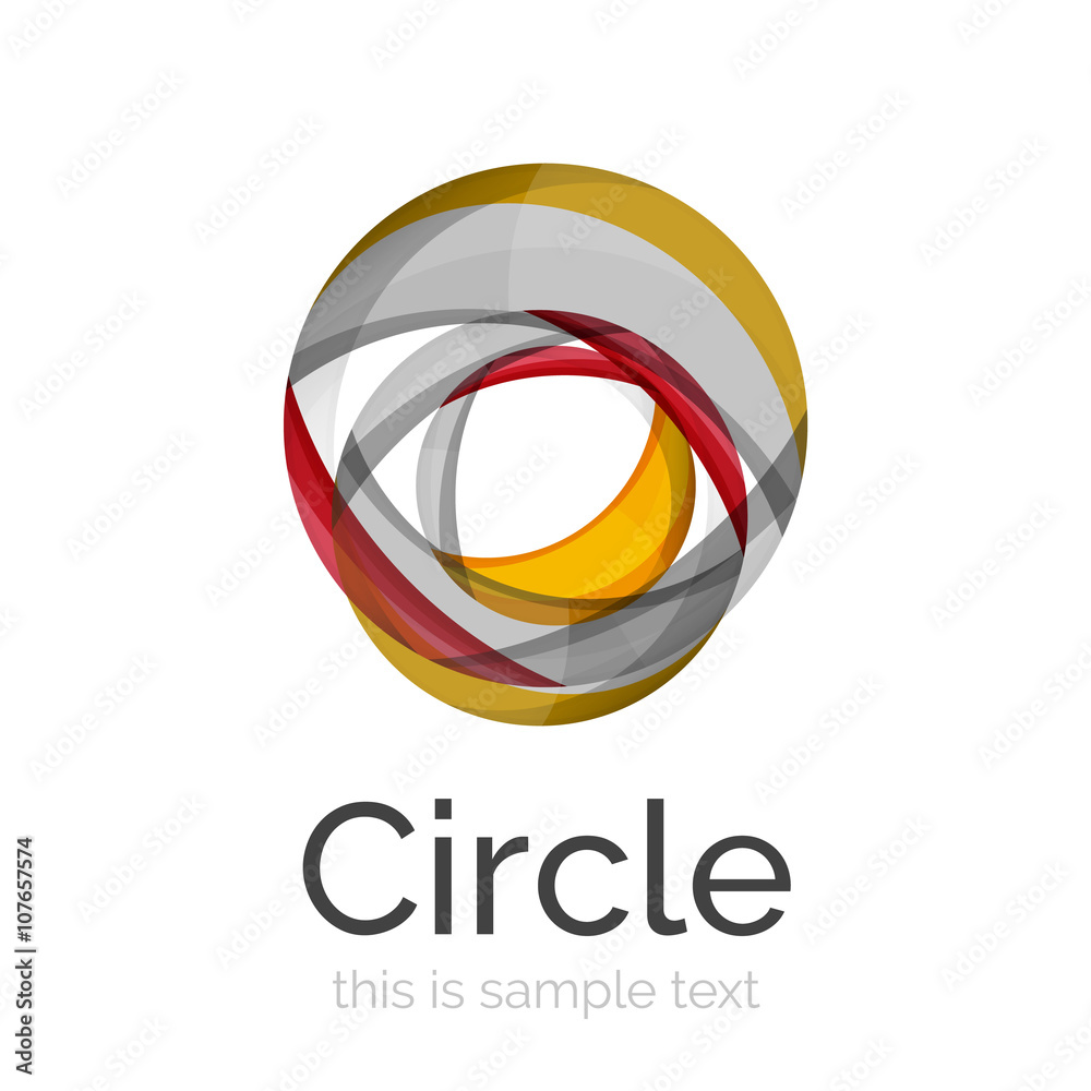 Circle logo. Transparent overlapping swirl shapes. Modern clean business icon Circle logo. Transparent overlapping swirl shapes. Modern clean business icon